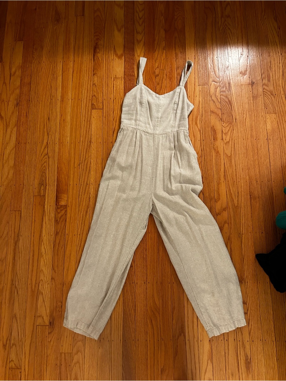 Old Navy | Women's Cream Linen-Blend Jumpsuit with Adjustable Straps | Small